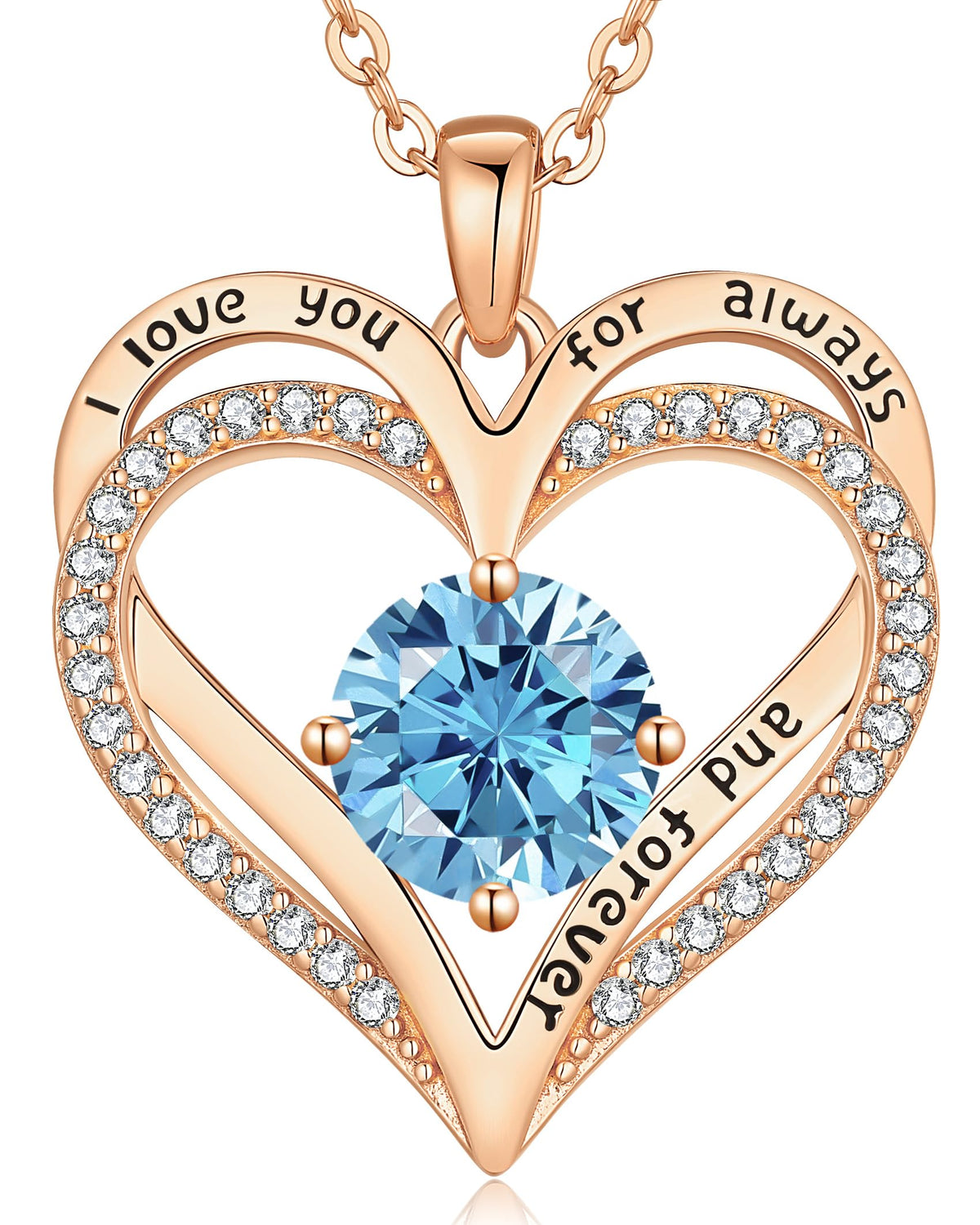 Personalized Double Heart Birthstone Necklace for Women – Sterling Silver Gift