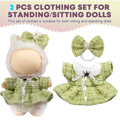 3 Piece Handmade Crochet Outfit for 17cm Dolls - Heart Sweater Hat &amp; Bag Set
