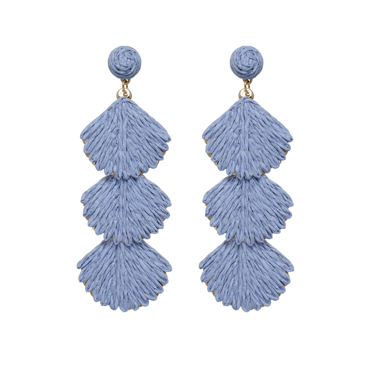 Raffia Dangle Earrings for Women - Boho Statement Rattan Drop Jewelry with Shell Design, Lightweight Summer Beach Trendy Accessories