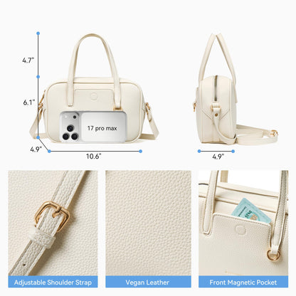 BOSTANTEN Small Crossbody Bag for Women Vegan Leather Purse | Lightweight, Top Handle, Adjustable Strap, Compact Storage for Travel Shopping Everyday