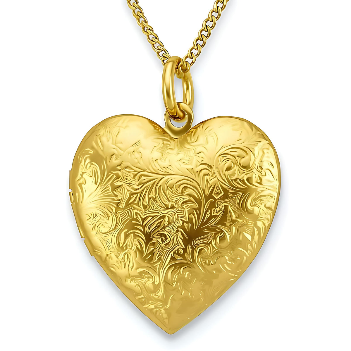 UNCLE LOL Vintage Silver Heart Locket Necklace – Engraved Photo Pendant for Women