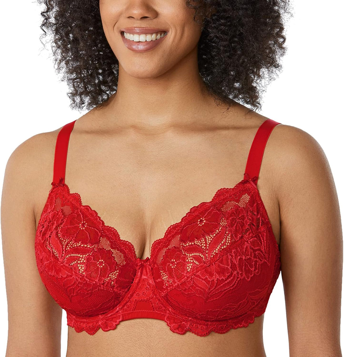 Plus Size Full Coverage Bra - Lace Underwire Unlined Bra Up to J Cup