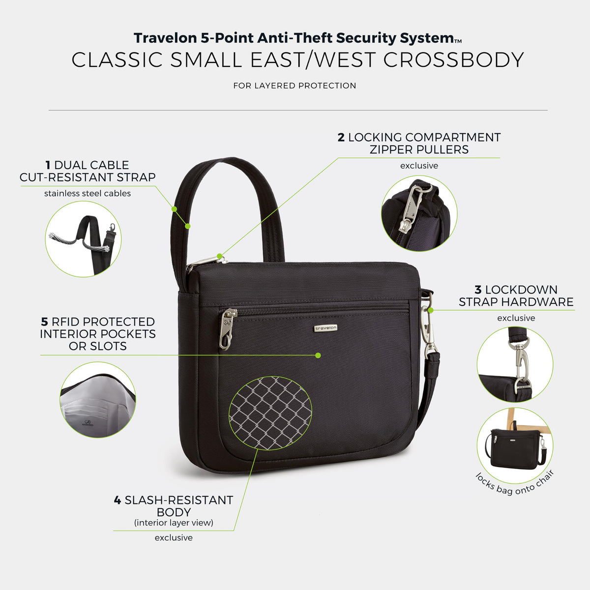 Travelon Anti-Theft Classic Small East/West Crossbody