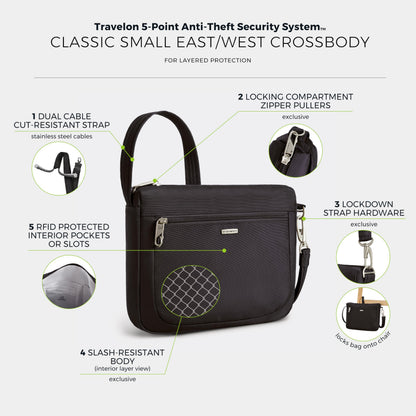 Travelon Anti-Theft Classic Small East/West Crossbody