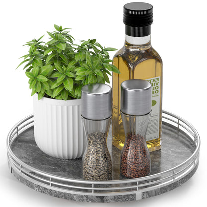 AMH Lazy Susan Wooden Organizer for Table Top