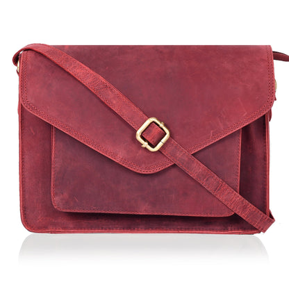 Leather Flapover Crossbody Handbag Purse for Women with Adjustable Strap &amp; Overflap Snap Closure Tote/Bag