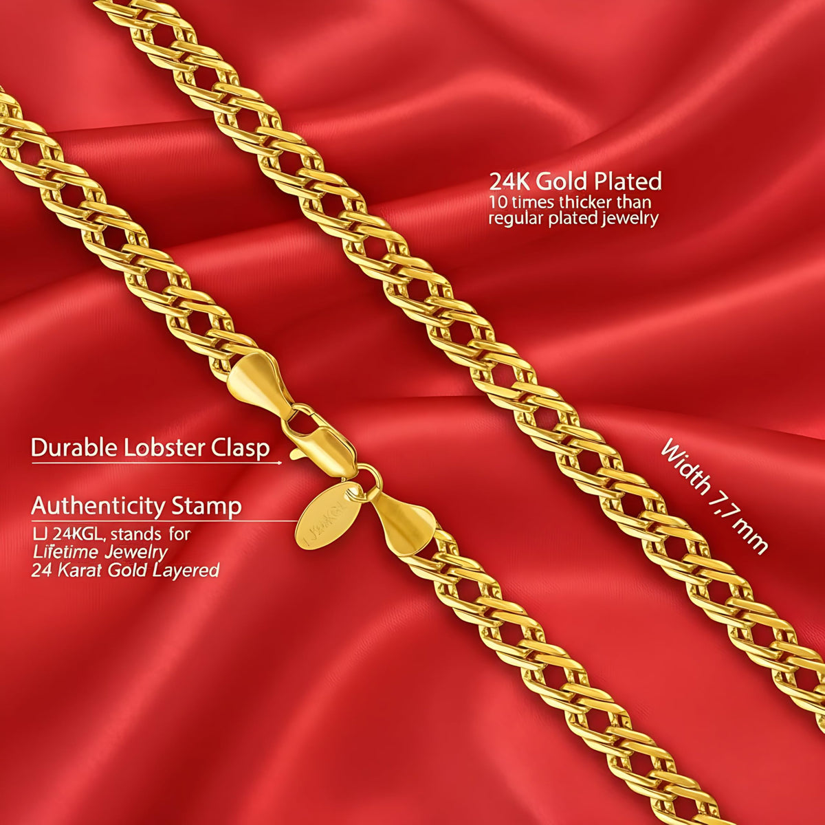 UNCLE LOL Premium Silver Cuban Link Chain Necklace – Tarnish-Resistant Stainless Steel