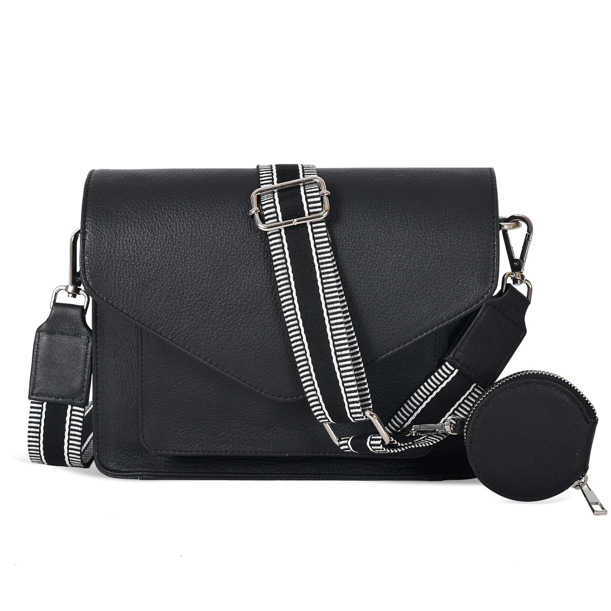 Leather Flapover Crossbody Handbag Purse for Women with Adjustable Strap &amp; Overflap Snap Closure Tote/Bag