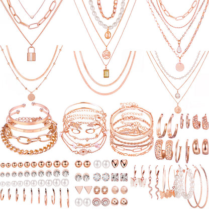 69-Piece Gold Jewelry Set for Women | Necklaces, Bracelets &amp; Earrings