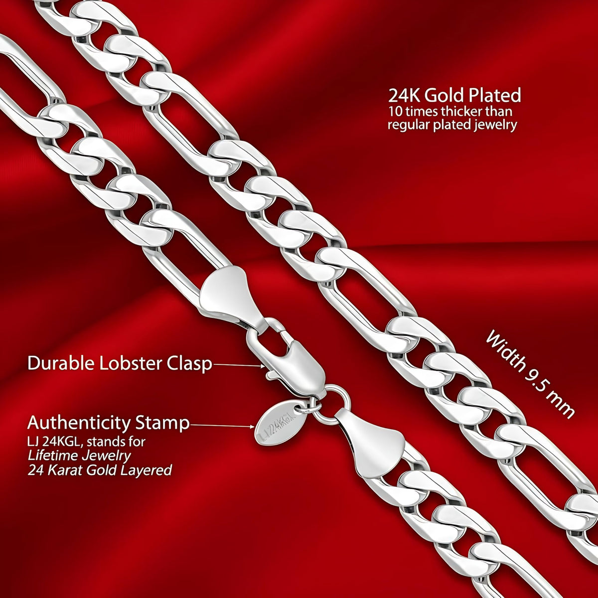 Premium 18K Gold-Plated Figaro Chain Necklace – Stainless Steel | Waterproof &amp; Tarnish Resistant