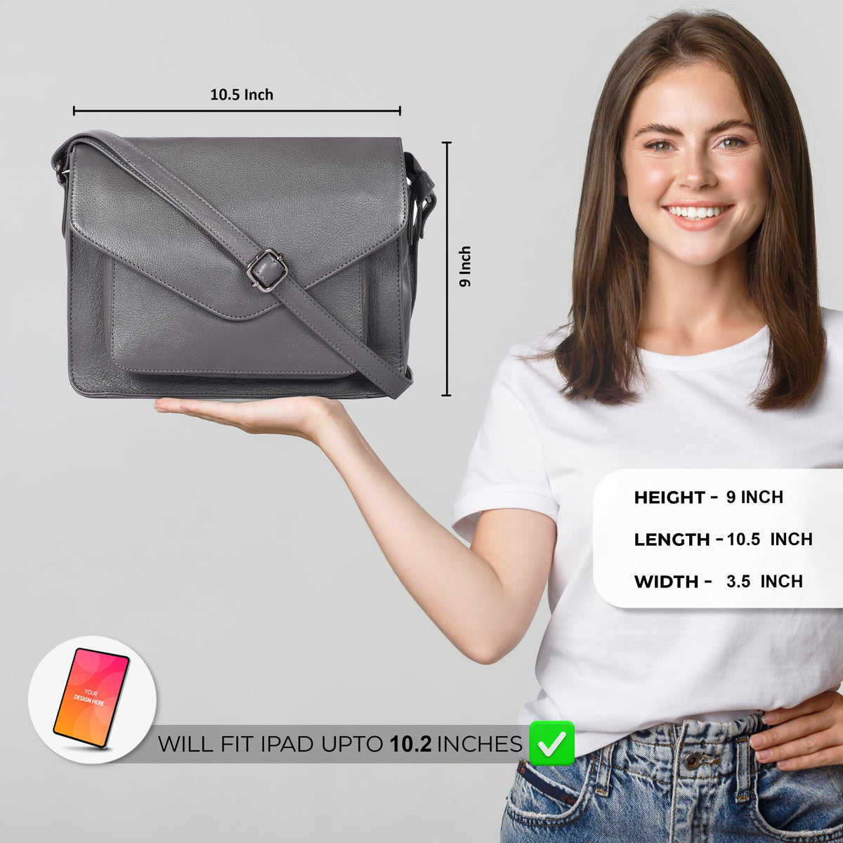 Leather Flapover Crossbody Handbag Purse for Women with Adjustable Strap &amp; Overflap Snap Closure Tote/Bag