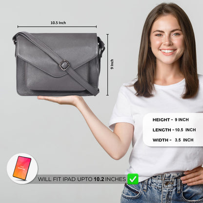 Leather Flapover Crossbody Handbag Purse for Women with Adjustable Strap &amp; Overflap Snap Closure Tote/Bag