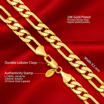 Premium 18K Gold-Plated Figaro Chain Necklace – Stainless Steel | Waterproof &amp; Tarnish Resistant