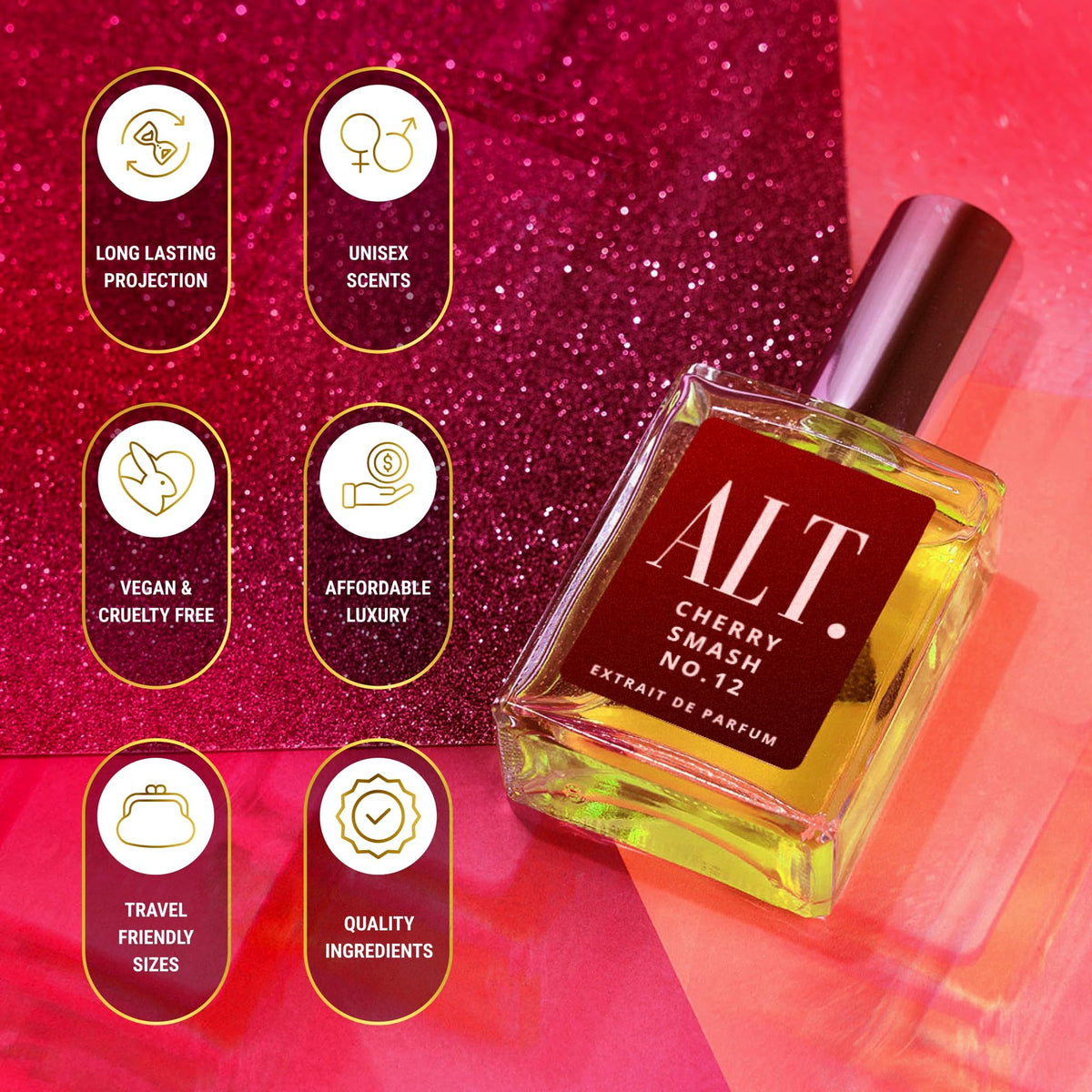ALT. FRAGRANCES Cherry Smash No. 12, Inspired by Lost Chery Perfume for Women &amp; Men, Unisex Perfume, Extrait de Parfum, Long Lasting Scent, 60ml