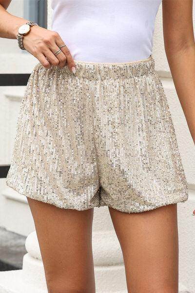 Stylish Sequin Elastic Waist Shorts for Women Fashion
