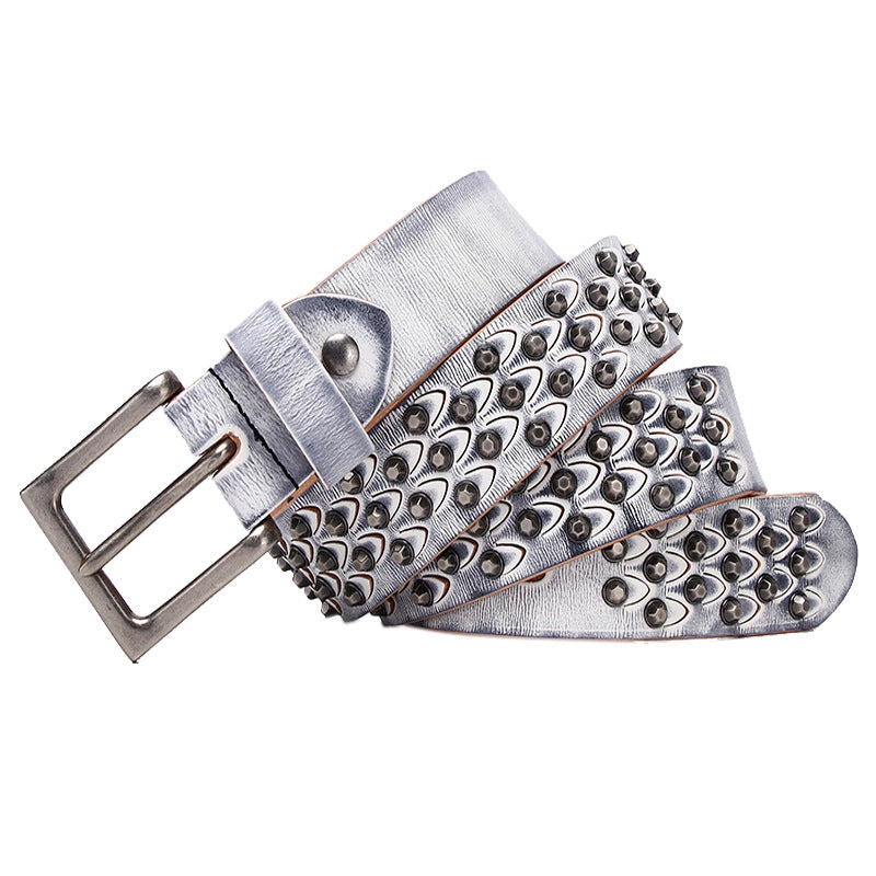 Womens Distinctive Rivet Belt Made Of Full-Grain Cowhide