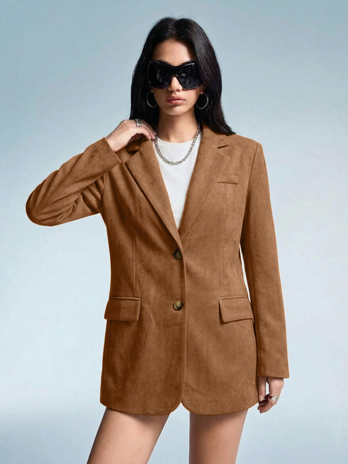 A Stylish Versatile Suede-blend Blazer