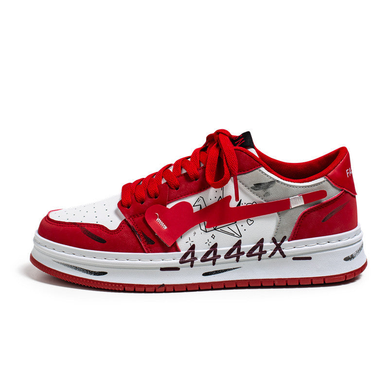 Distressed Graffiti Skateboard Shoes Men&
