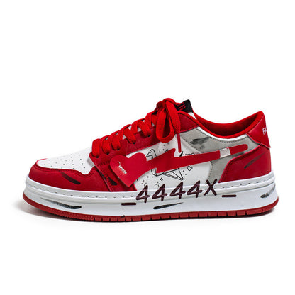 Distressed Graffiti Skateboard Shoes Men&