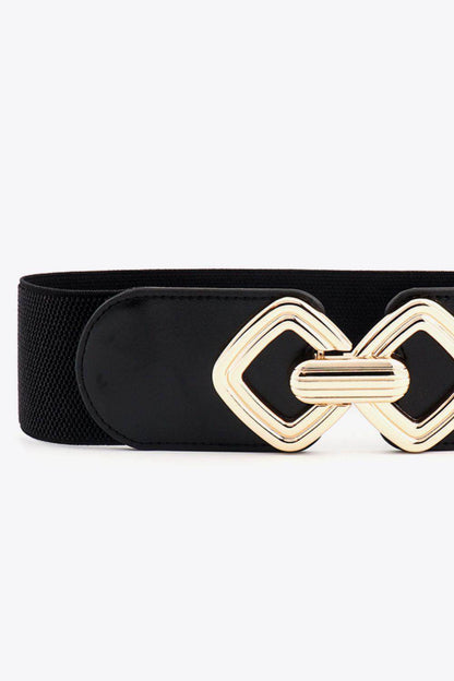 Geometric Buckle Elastic Wide Belt for Stylish Comfort
