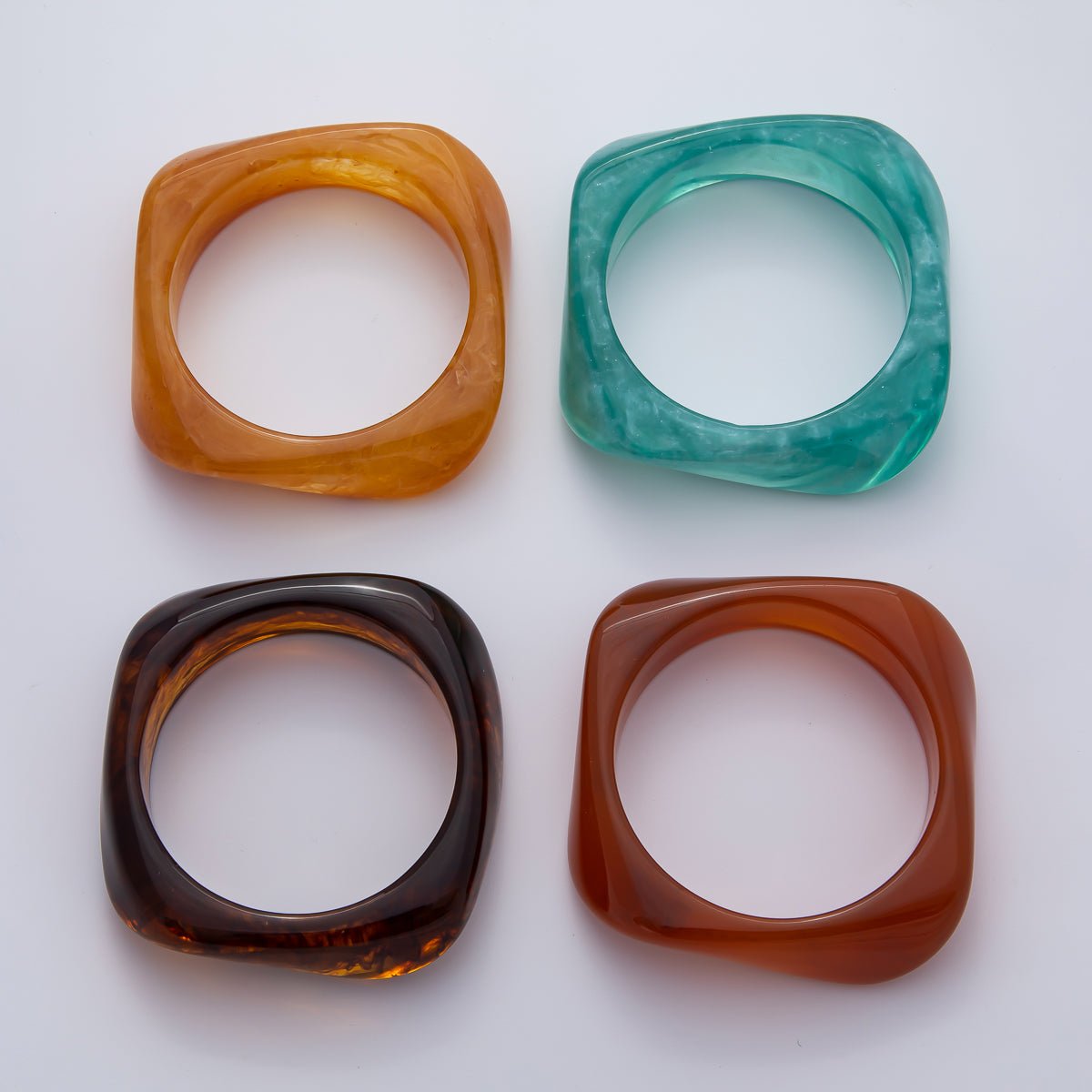 82mm Brown, Green, Red Resin Minimalist Square Bangle Bracelet tortoise | WA-1122