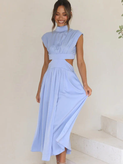 Elegant Cutout Mock Neck Sleeveless Dress