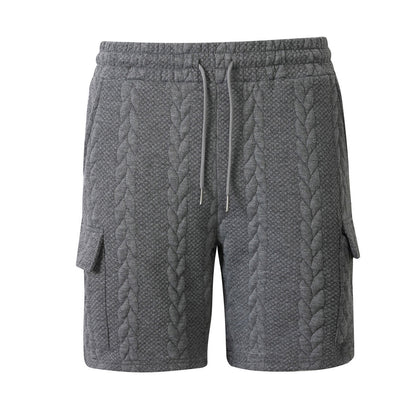 Mens Drawstring Jacquard Casual Shorts