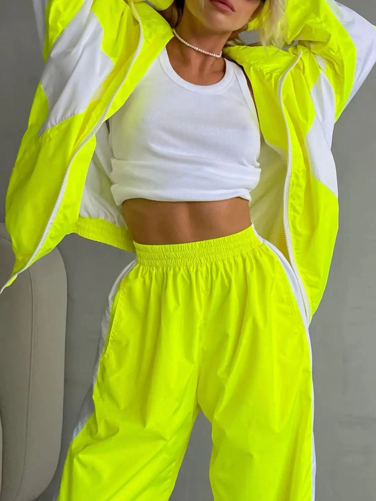 Zip Up Long Sleeve Top and Pants Set