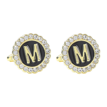 Round Diamond French Cufflinks Men&
