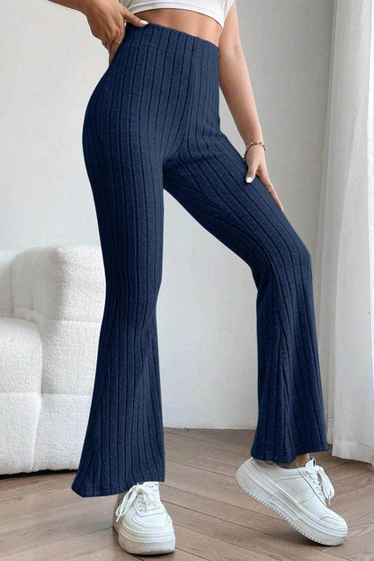 Basic Bae Full Size Ribbed High Waist Flare Pants for Women