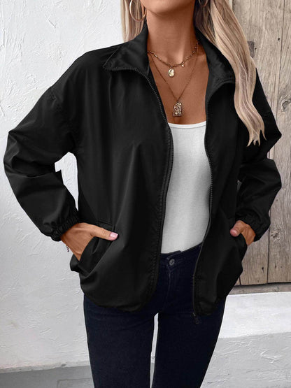 Ivy Lane Pocketed Zip Up Long Sleeve Jacket for Women