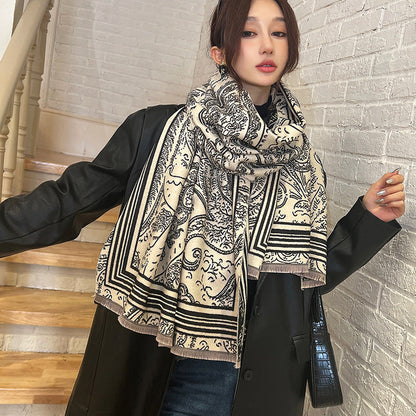 Female Versatile Fashion Thickened Warm Cashmere Scarf
