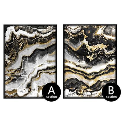 Canvas Wall Art, Abstract Black &amp; Gold Marble Pictures