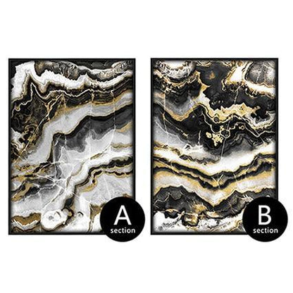 Canvas Wall Art, Abstract Black &amp; Gold Marble Pictures
