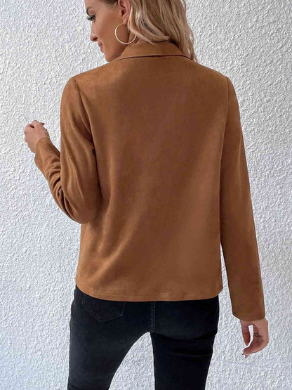 Classic Minimalist Collared Long Sleeve Jacket for Women – Minimalist &amp; Lightweight Everyday Outerwear