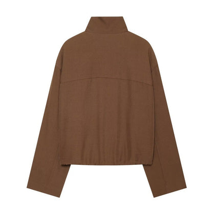 Womens Casual Jacket With A Chimney Collar