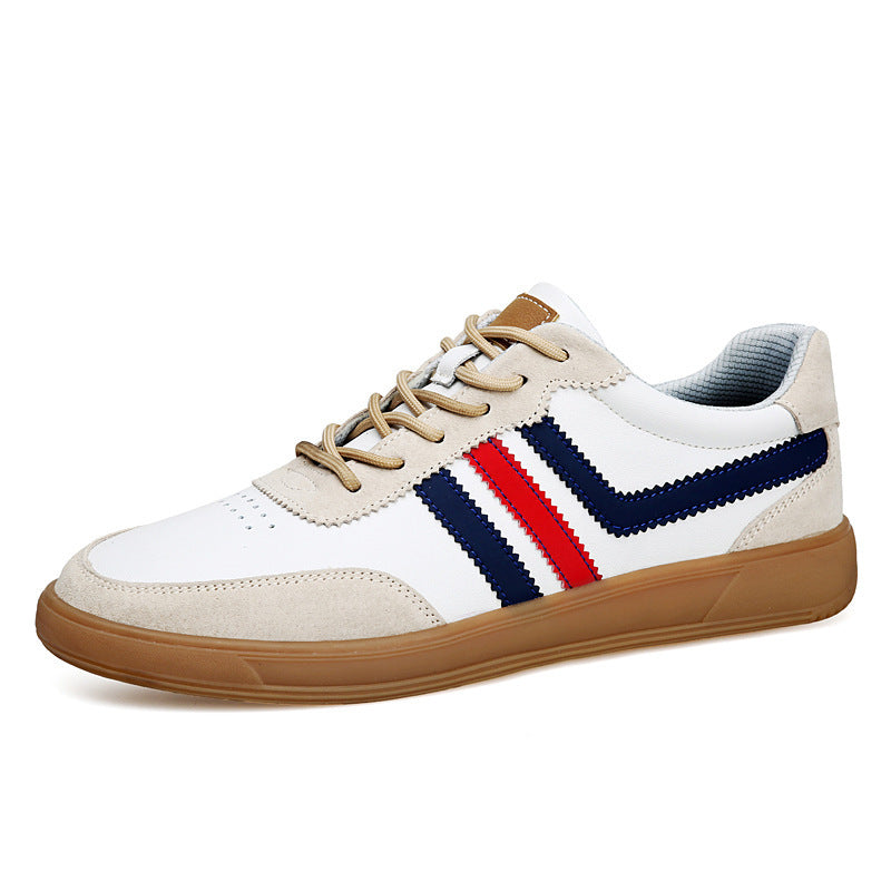 Mens Leather Sneakers With Built-In Height-Boosting Insoles And Tendon-Style Rubber Soles