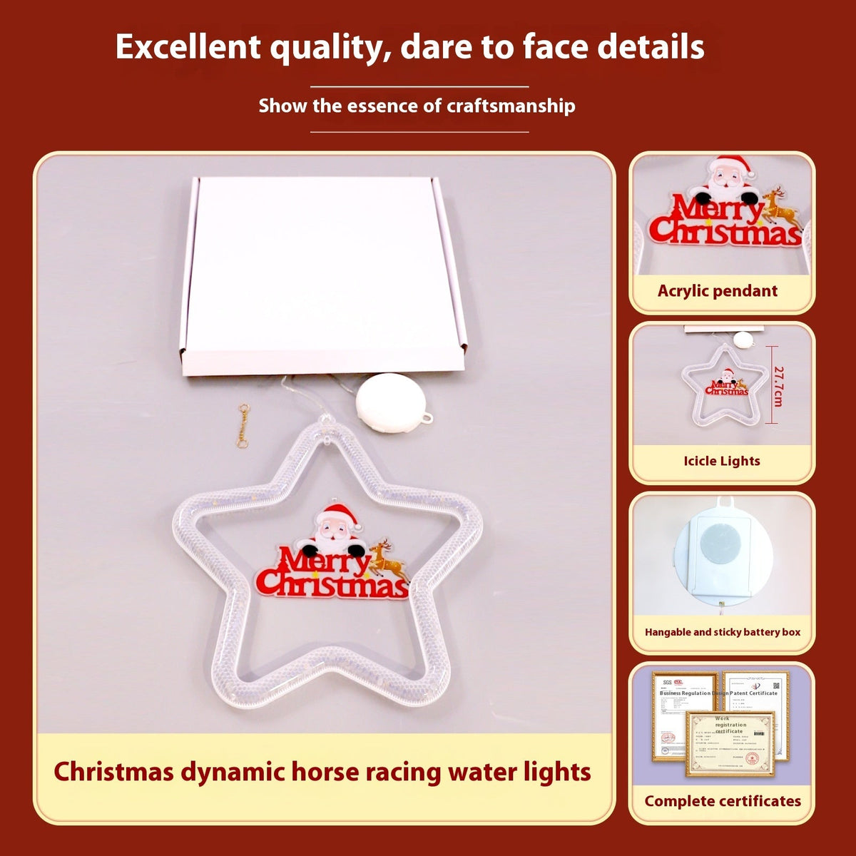 LED Christmas Star Pendant Window Door Decor