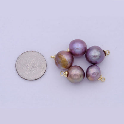 8.5mm-12mm Round Purple Edison Freshwater Pearl Charms For Jewelry Making | X-724