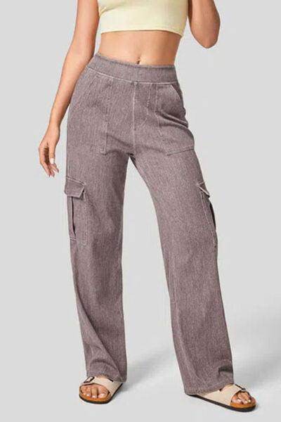 High Waist Straight Leg Cargo Jeans for Modern Style