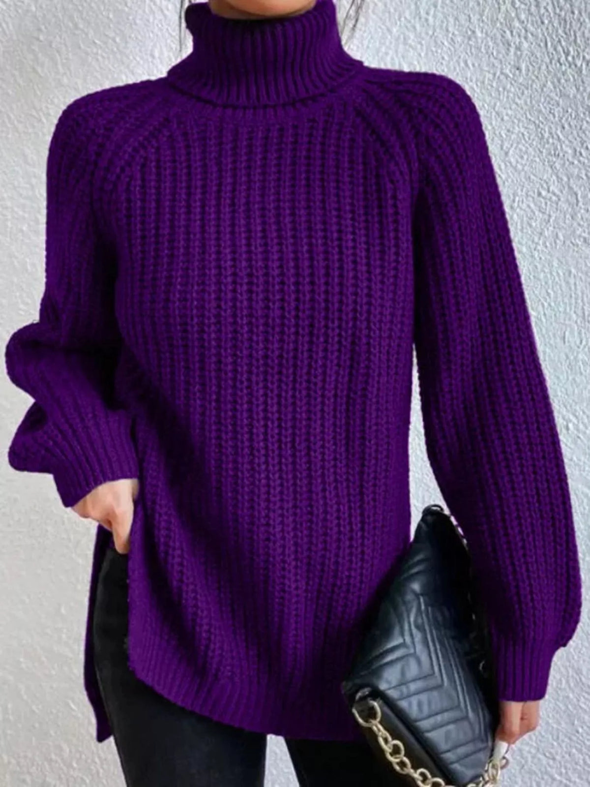 Full Size Turtleneck Long Sleeve Sweater Plus Size