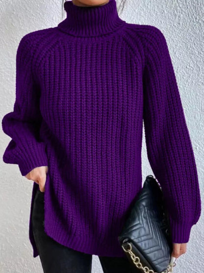 Full Size Turtleneck Long Sleeve Sweater Plus Size