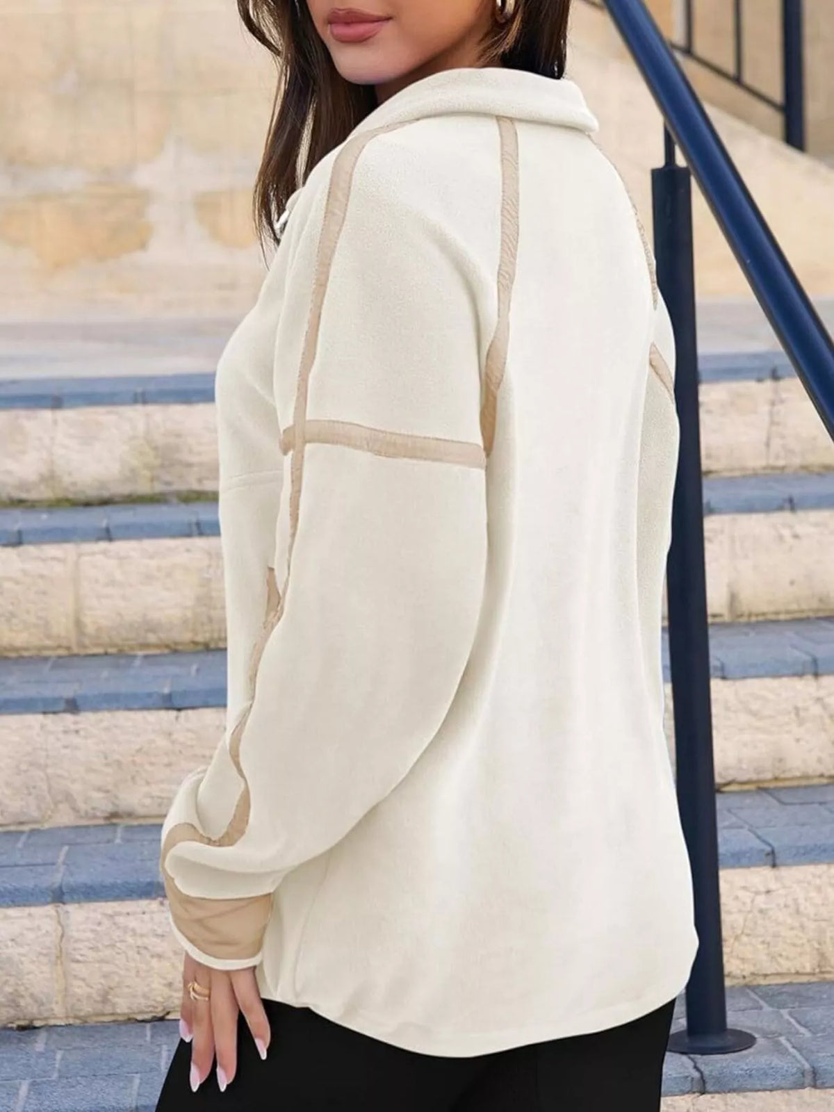 Half Zip Dropped Shoulder Sweatshirt