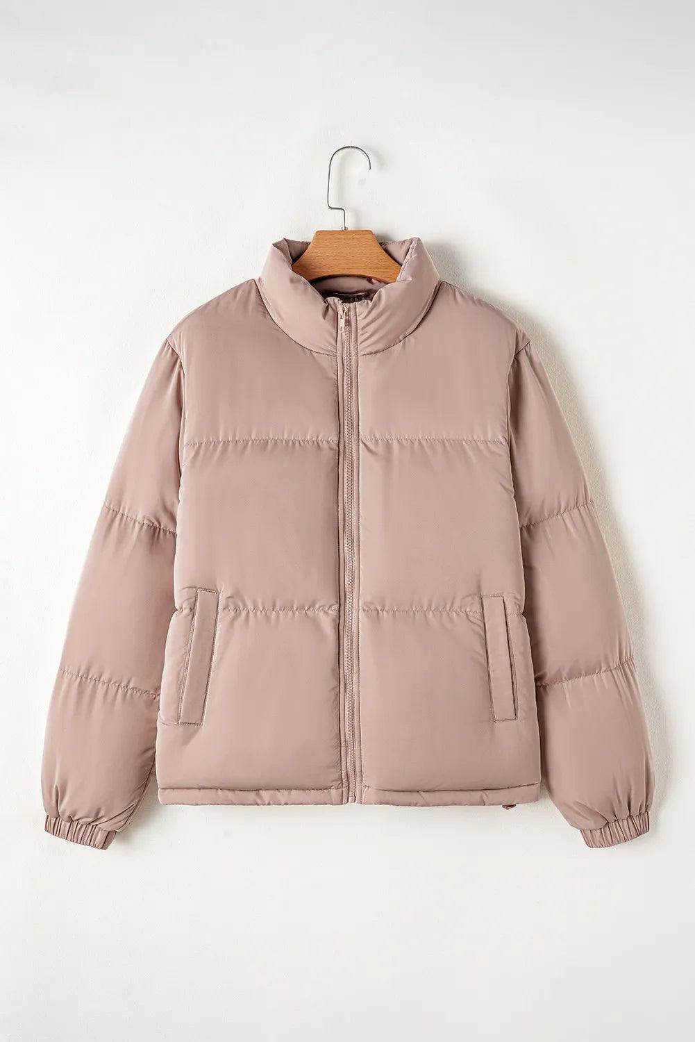 Turtleneck Zip Up Long Sleeve Winter Coat for Women