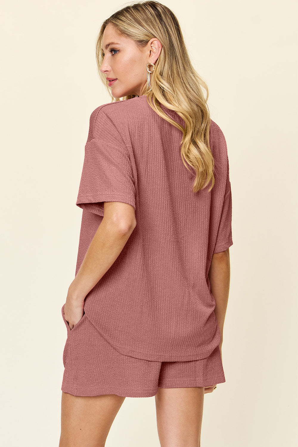 Slightly Stretchy Pocketed T-Shirt &amp; Shorts Set
