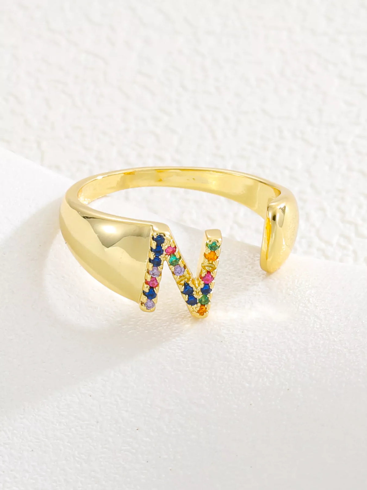 18K Gold-Plated Zircon Letter Ring