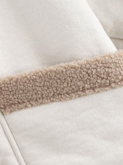 Fuzzy Collared Neck Long Sleeve Jacket with Buttoned Closure and Cozy Pockets