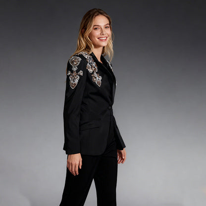 Heavy-duty Diamond-embellished Womens Blazer