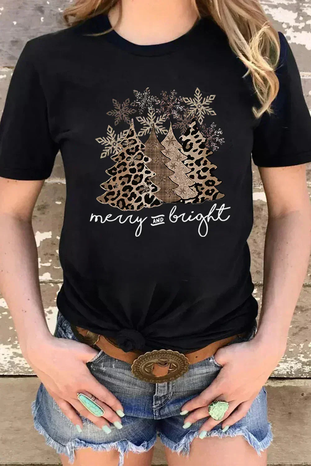 White Leopard Christmas Tree Graphic Tee – Festive &amp; Fierce Crewneck