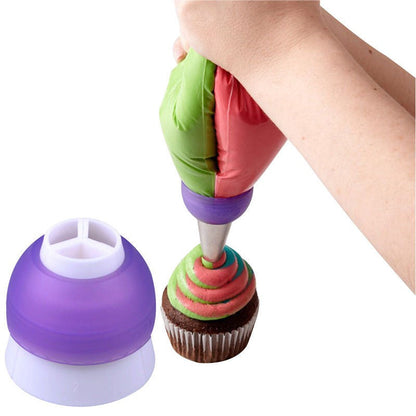 3 Color Cake Decorating Tools Icing Piping Cream Pastry Bag&amp;Nozzle Converter